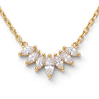 Collana Raggiera Navette con Zirconi In Acciaio Inossidabile