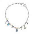 Collana Elegance Celeste con Perle e Pietre In Acciaio Inossidabile