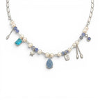 Collana Elegance Celeste con Perle e Pietre In Acciaio Inossidabile