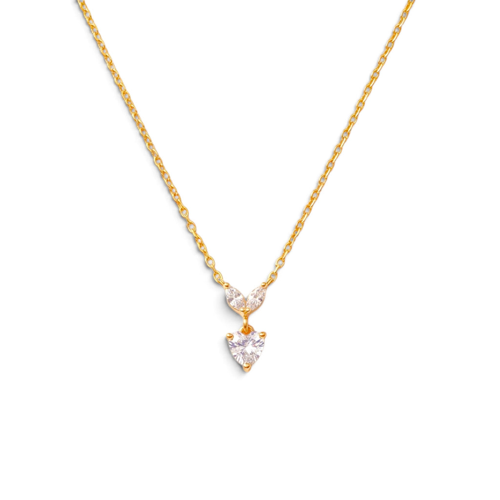 Collana Cuore Pendente con Dettaglio Marquise In Acciaio Inossidabile
