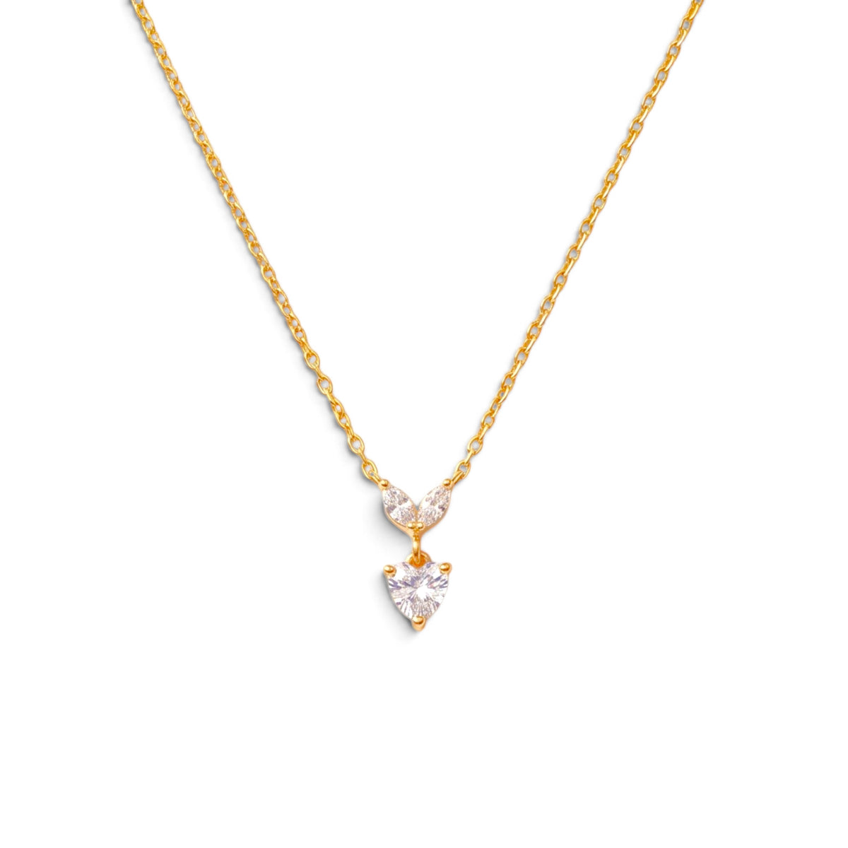 Collana Cuore Pendente con Dettaglio Marquise In Acciaio Inossidabile