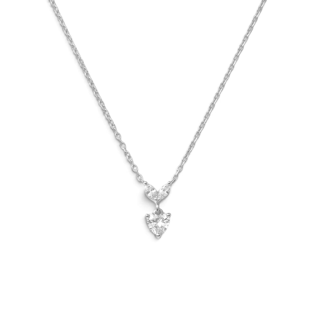 Collana Cuore Pendente con Dettaglio Marquise In Acciaio Inossidabile