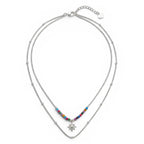 Collana Doppio Filo con Stella Polare e Perline Multicolor In Acciaio Inossidabile