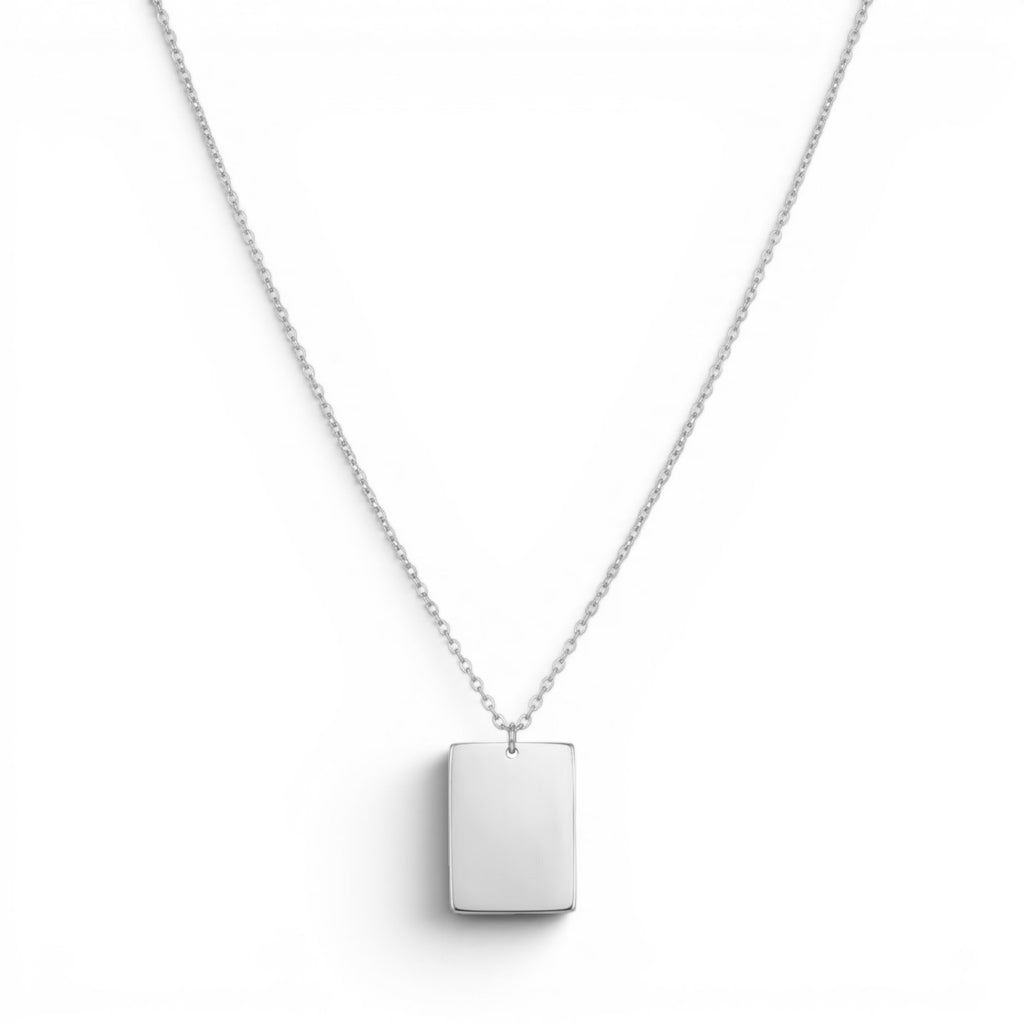 Collana con Targhetta Rettangolare In Acciaio Inossidabile