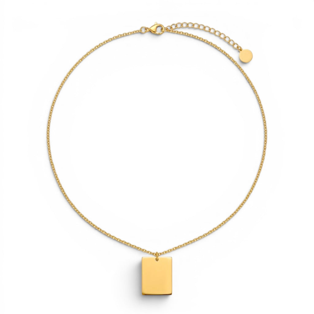Collana con Targhetta Rettangolare In Acciaio Inossidabile