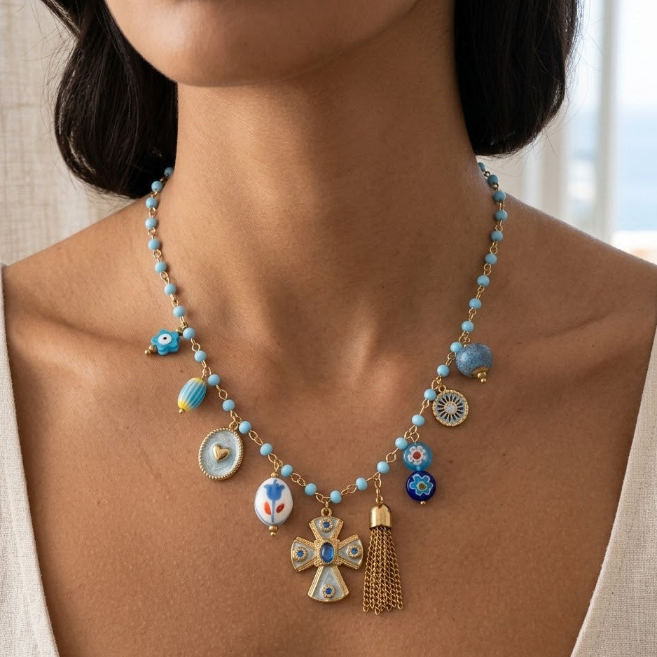 Collana Mediterrean Charm In Acciaio Inossidabile