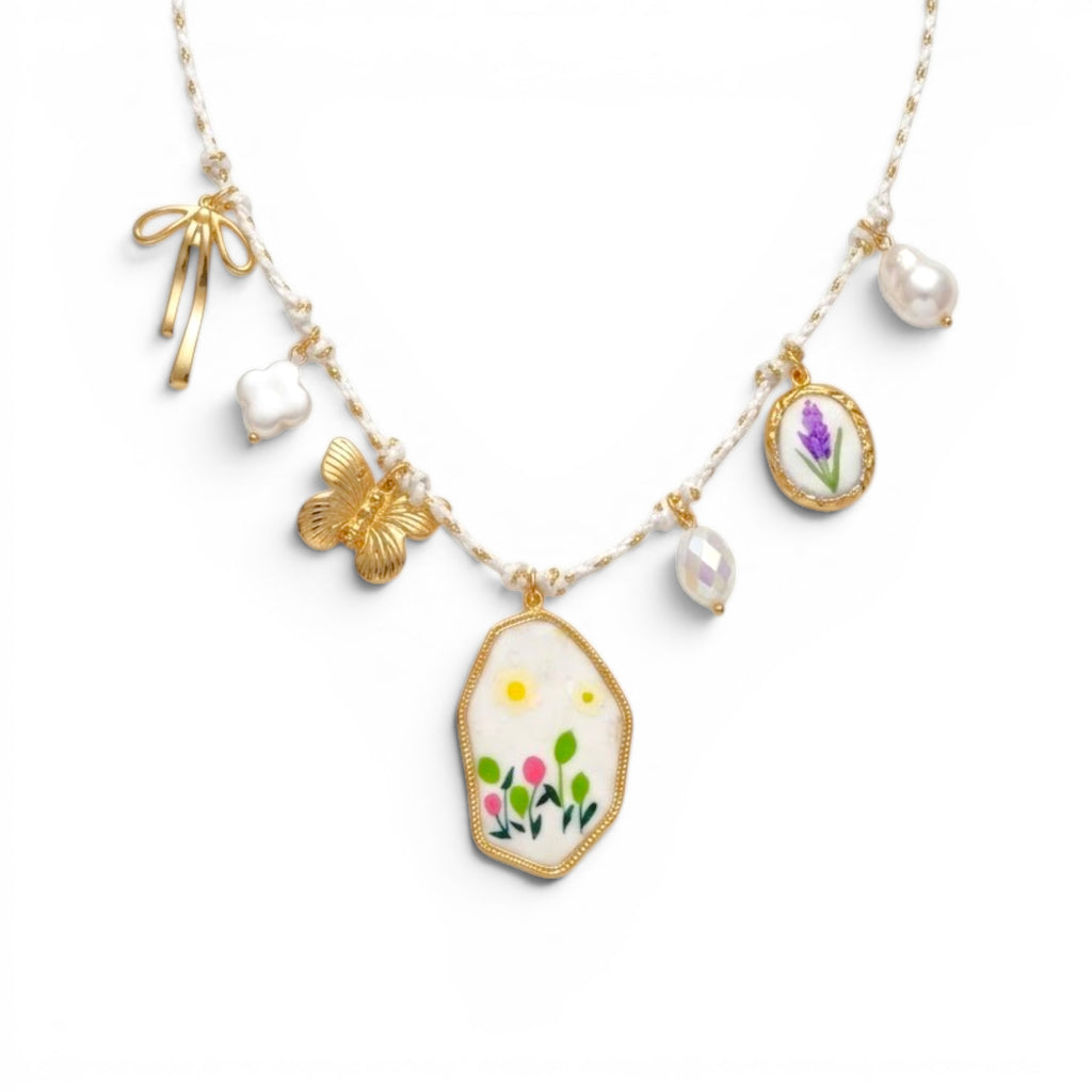 Collana Summer Garden Charm In Acciaio Inossidabile