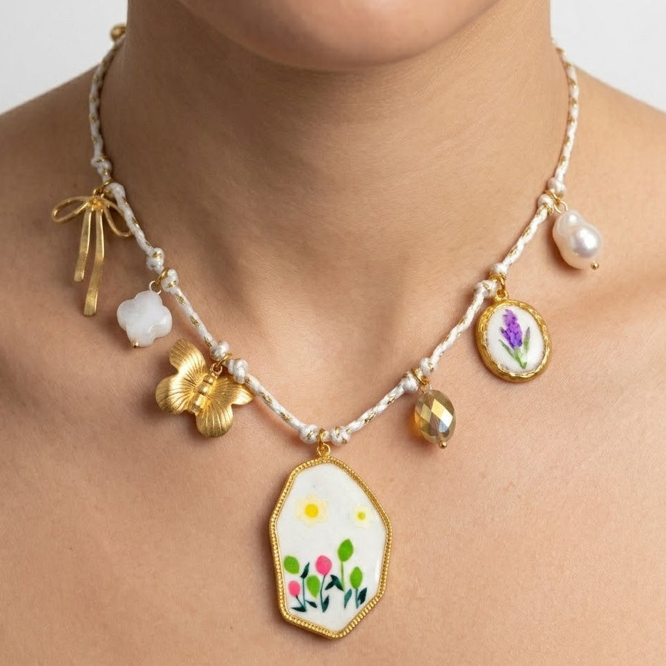 Collana Summer Garden Charm In Acciaio Inossidabile