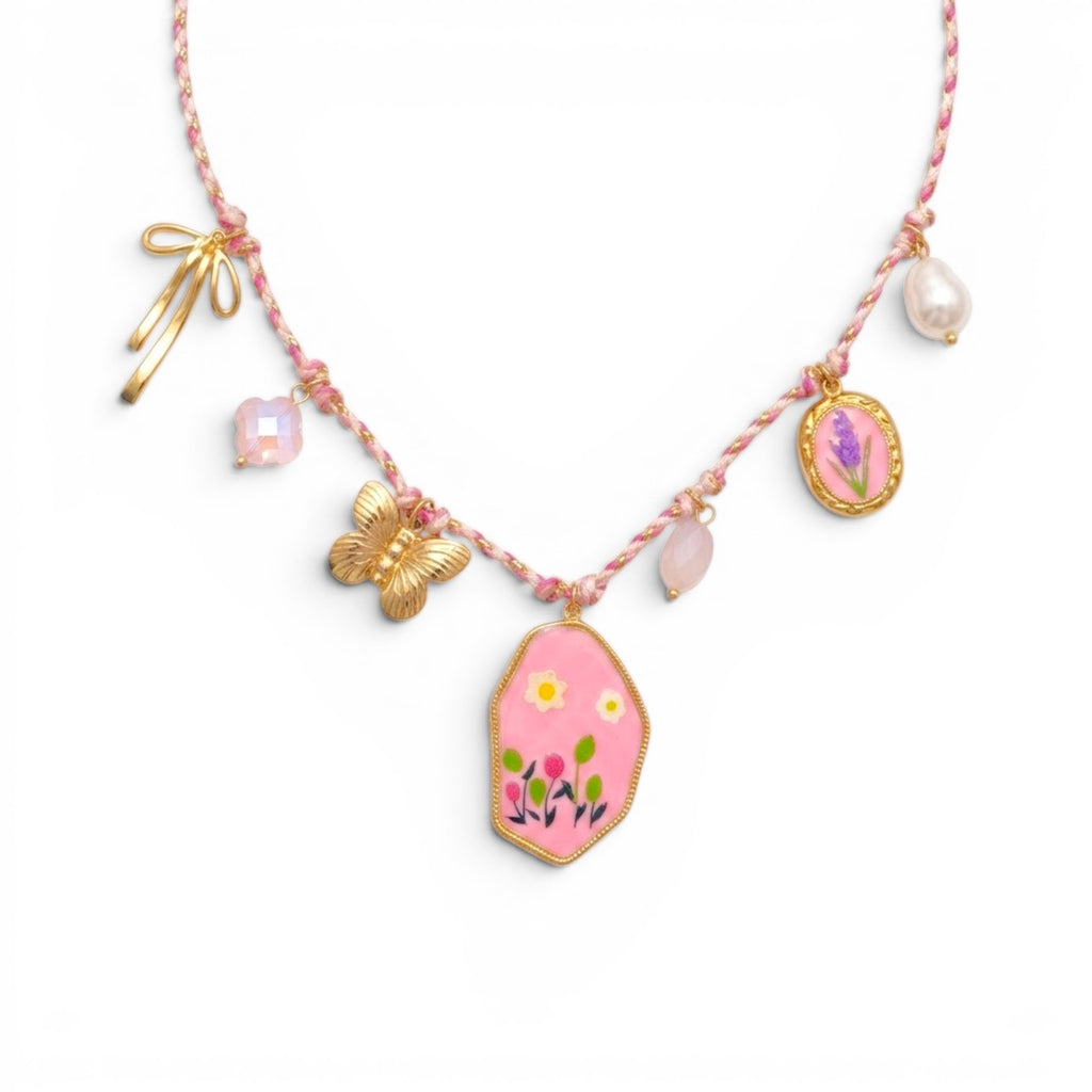 Collana Summer Garden Charm In Acciaio Inossidabile