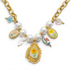 Collana Retro Botanical Charm In Acciaio Inossidabile
