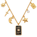 Collana Charm Tarocco e Simboli Astrali In Acciaio Inossidabile