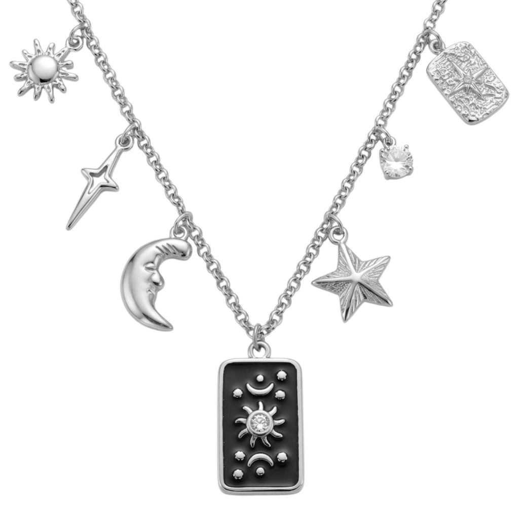 Collana Charm Tarocco e Simboli Astrali In Acciaio Inossidabile