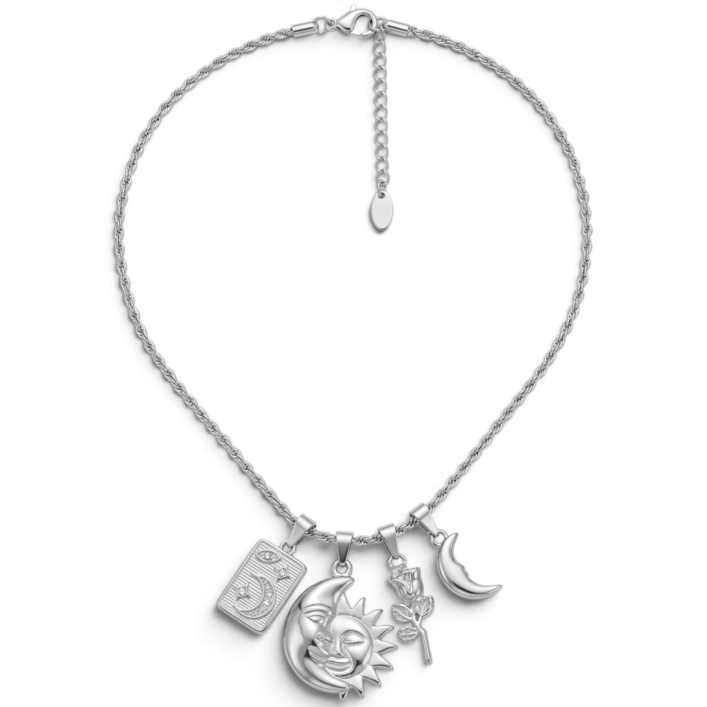 Collana Torchon con Simboli Cosmici In Acciaio Inossidabile
