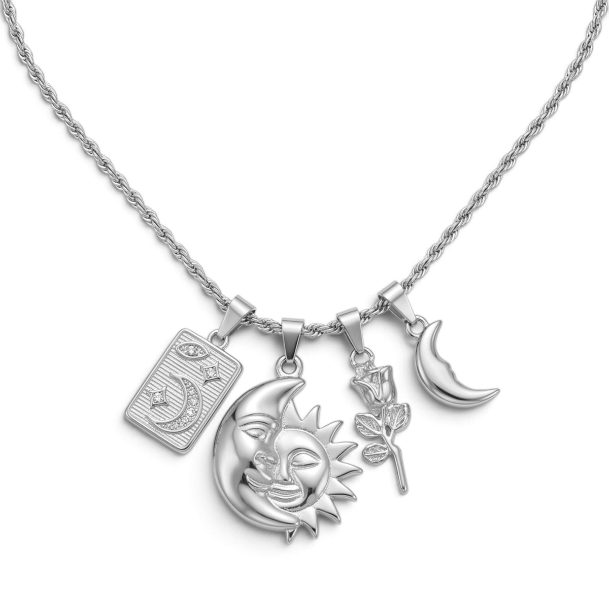 Collana Torchon con Simboli Cosmici In Acciaio Inossidabile