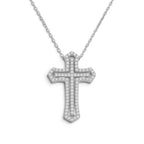 Collana Croce Pavé a Doppia Cornice In Acciaio Inossidabile