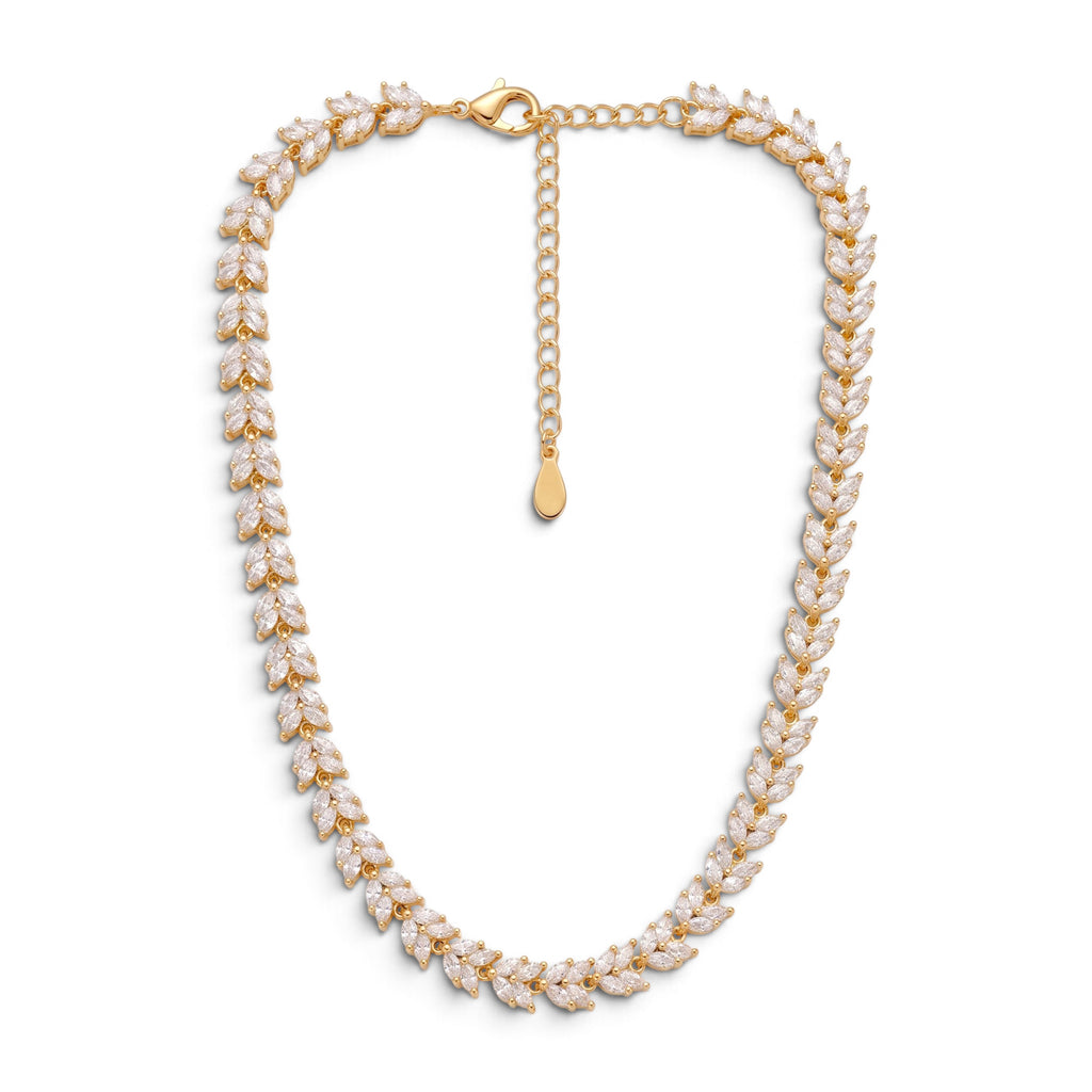 Collana Girocollo Spiga di Zirconi Marquise In Acciaio Inossidabile
