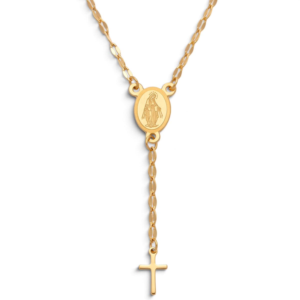 Collana Rosario con Medaglia Miracolosa e Croce In Acciaio Inossidabile