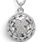 Collana Chiama Angeli con Angioletto Pavé e Cuori Traforati In Acciaio Inossidabile