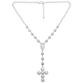 Collana Rosario con Zirconi e Crociera Centrale In Acciaio Inossidabile