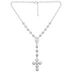 Collana Rosario con Zirconi e Crociera Centrale In Acciaio Inossidabile