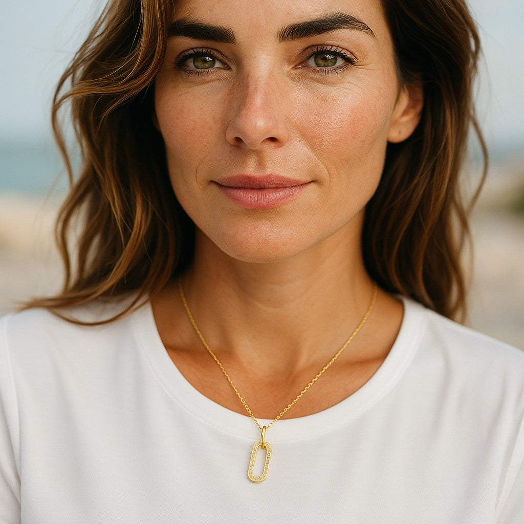 Collana in Argento con Pendente Rettangolare
