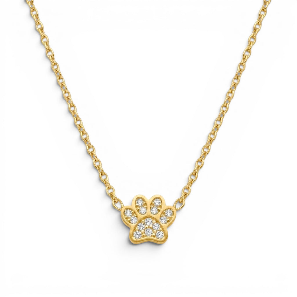 Collana Zampa Con Zirconi In Acciaio Inossidabile