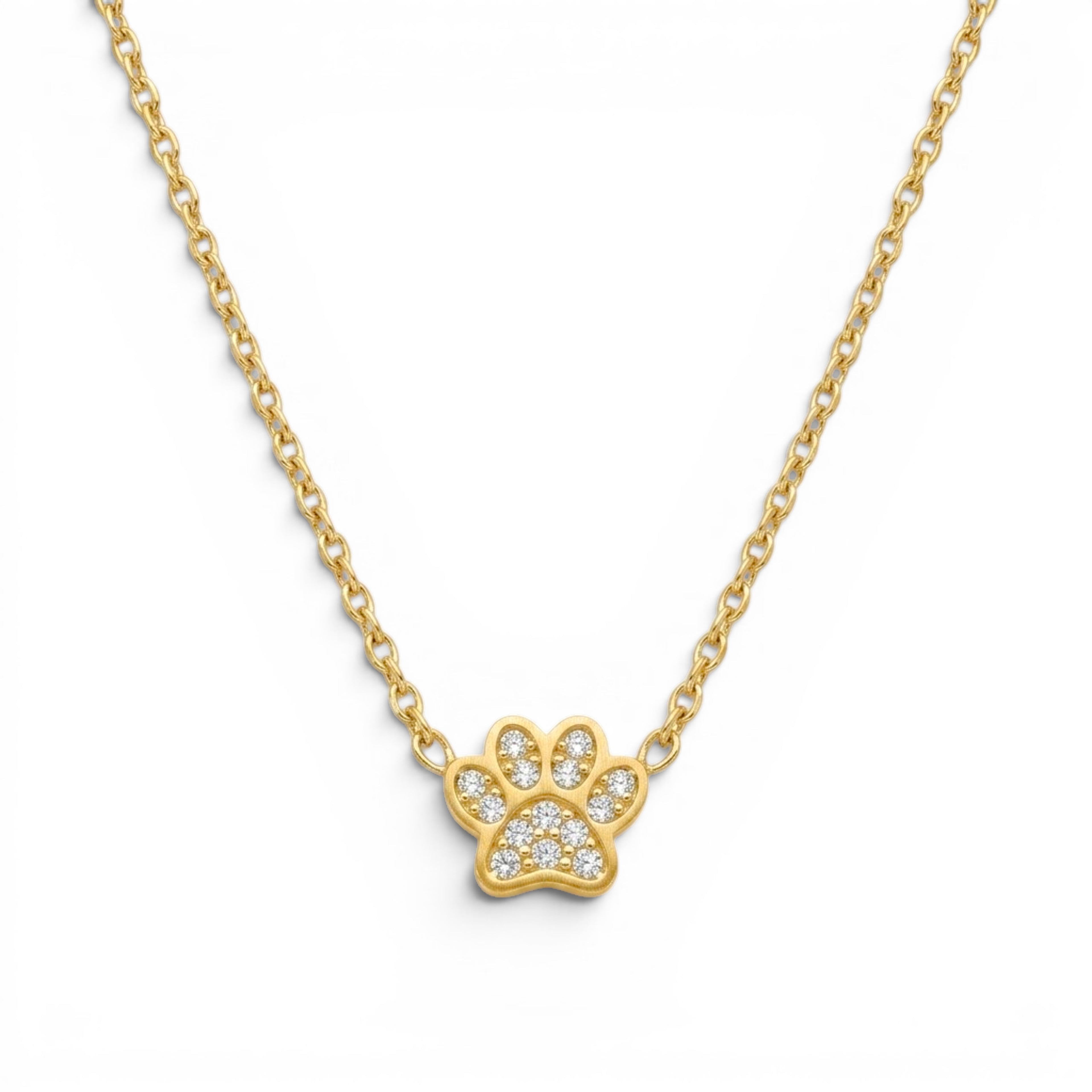 Collana Zampa Con Zirconi In Acciaio Inossidabile