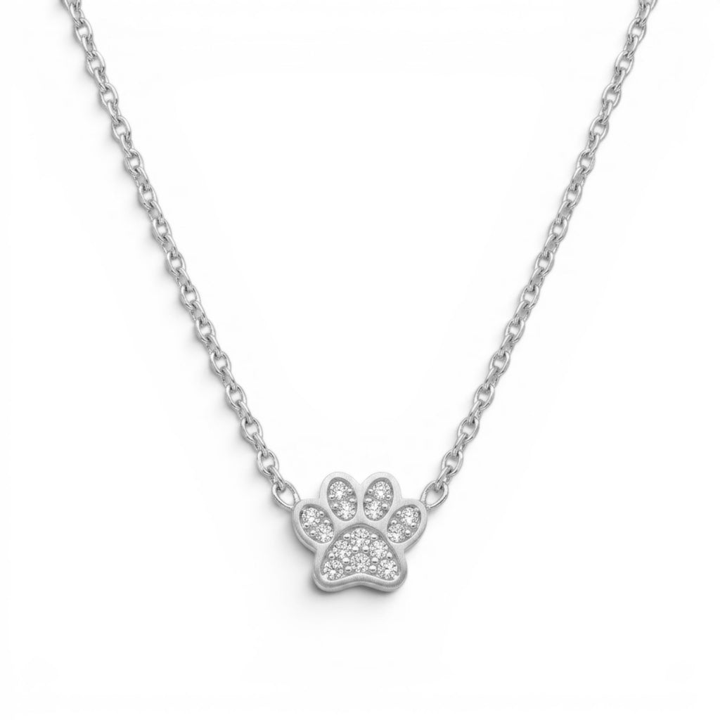 Collana Zampa Con Zirconi In Acciaio Inossidabile