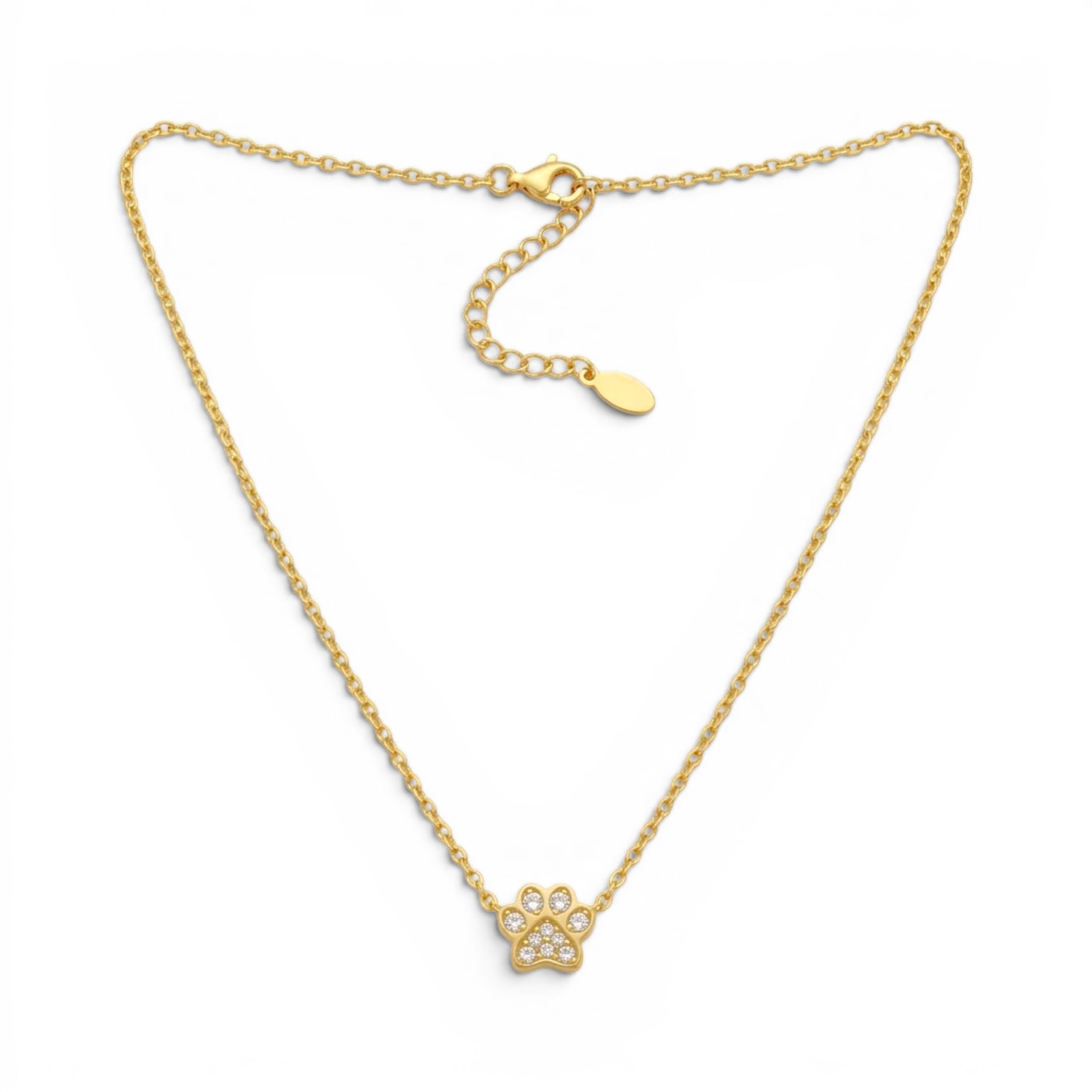 Collana Zampa Con Zirconi In Acciaio Inossidabile