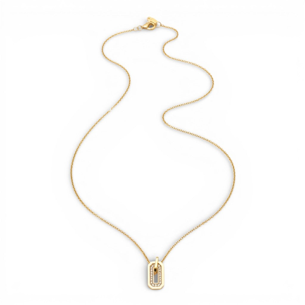 Collana con Pendente Geometrico e Zirconi In Acciaio Inossidabile