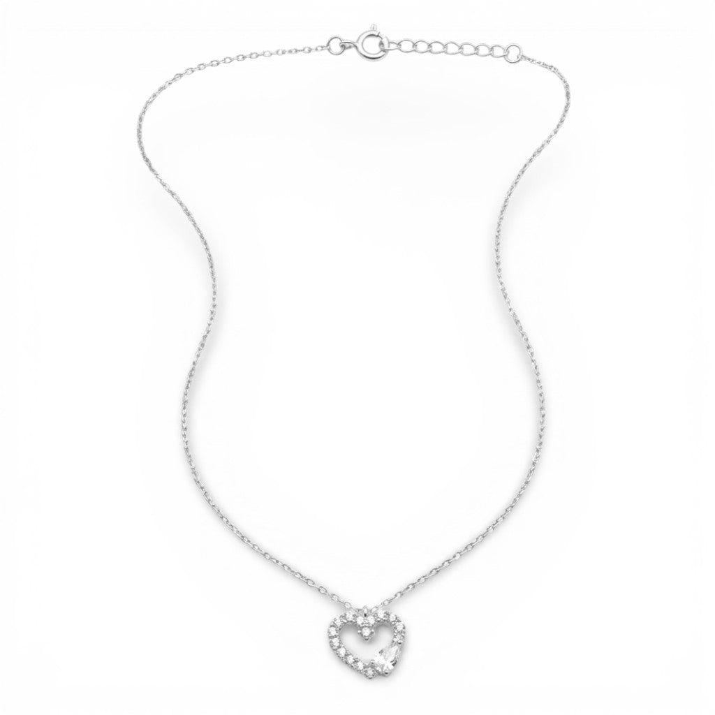 Collana Cuore Splendente con Zircone Incastonato In Argento 925
