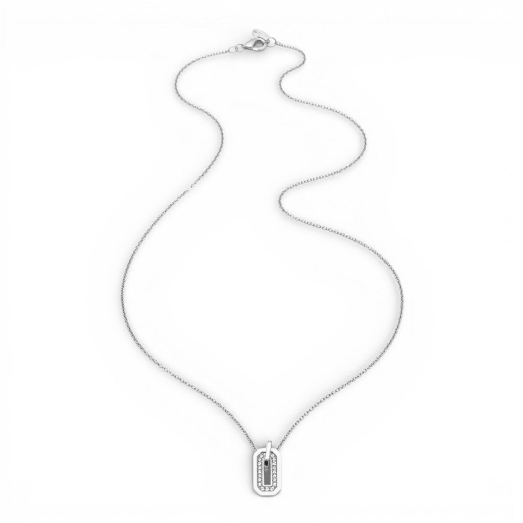 Collana con Pendente Geometrico e Zirconi In Acciaio Inossidabile
