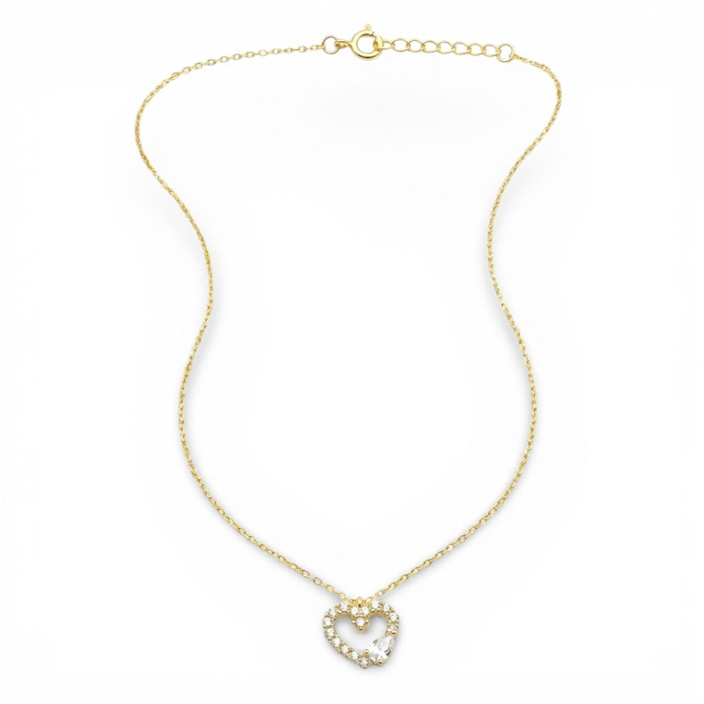 Collana Cuore Splendente con Zircone Incastonato In Argento 925