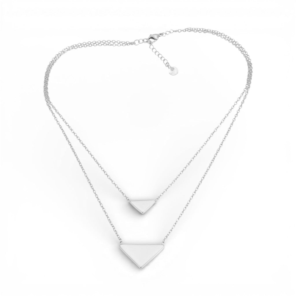 Collana Doppio Filo con Triangoli In Acciaio Inossidabile