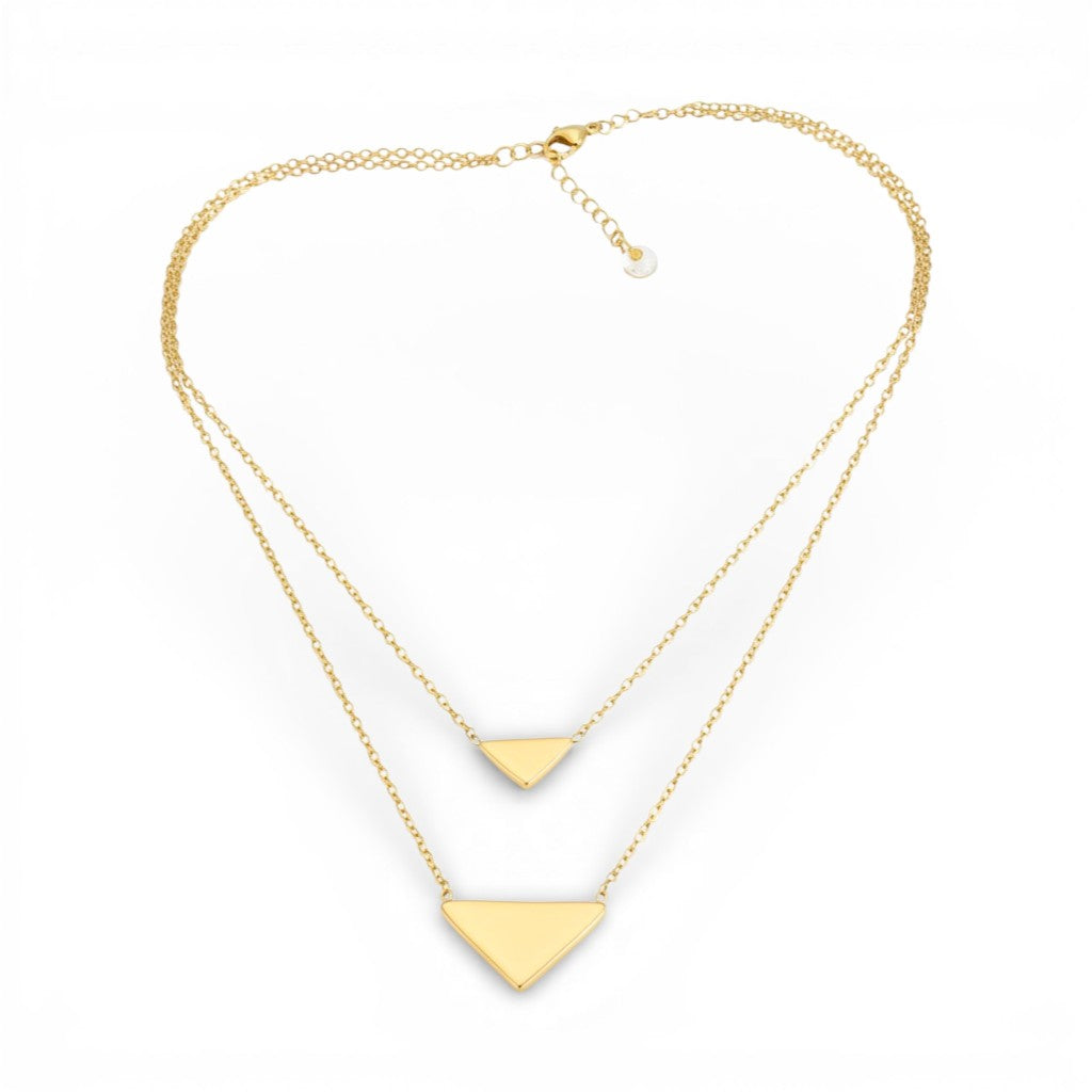 Collana Doppio Filo con Triangoli In Acciaio Inossidabile