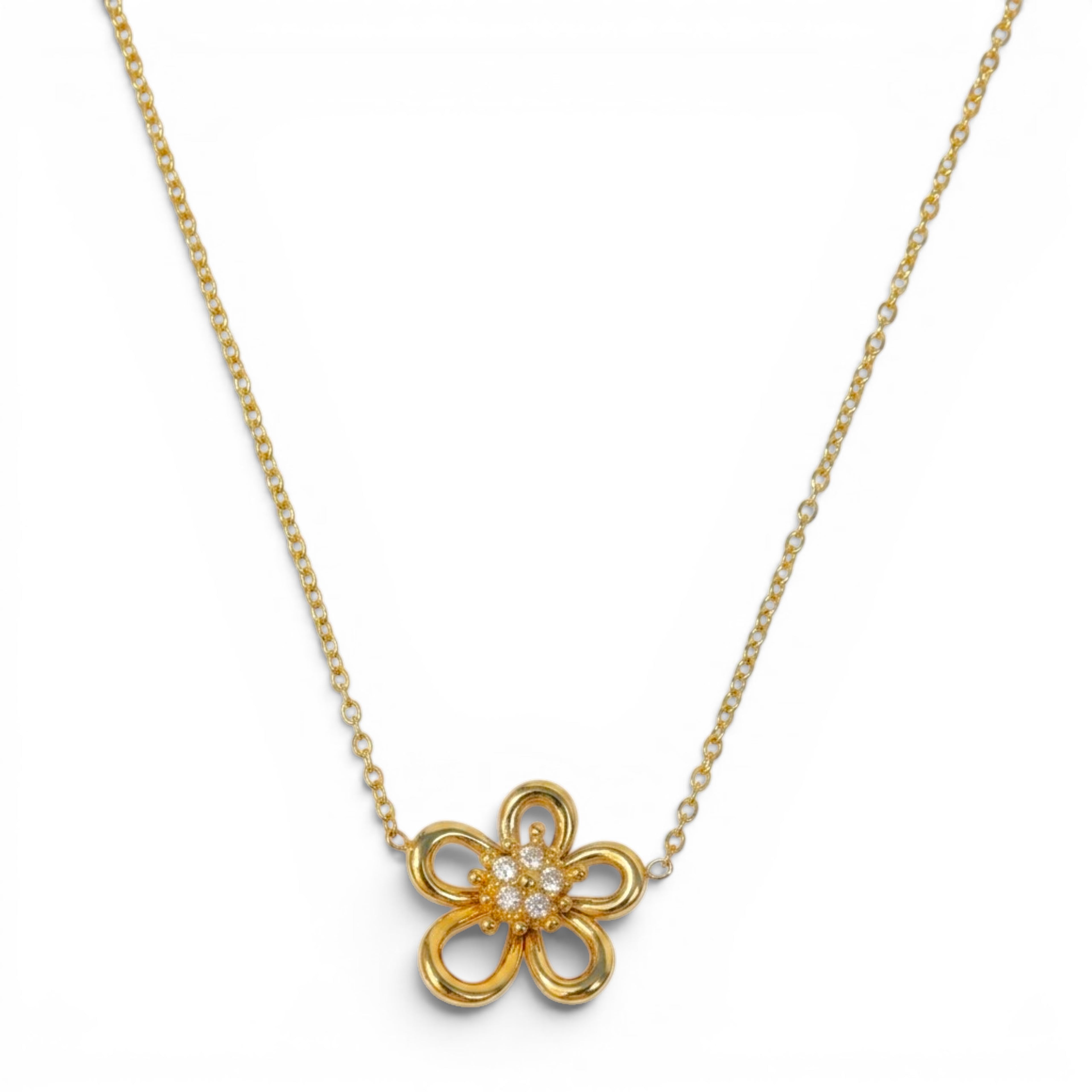 Collana Fiore Zirconati In Acciaio Inossidabile