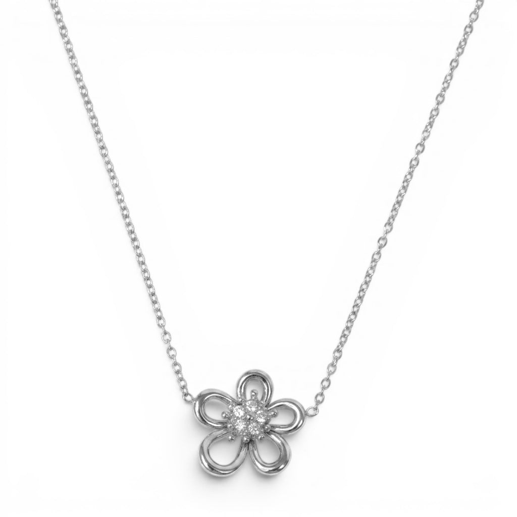 Collana Fiore Zirconati In Acciaio Inossidabile