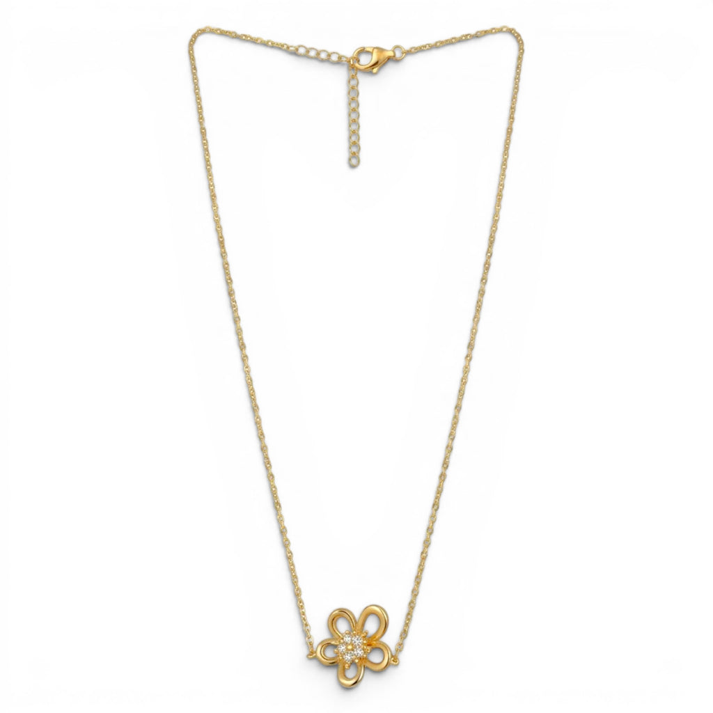 Collana Fiore Zirconati In Acciaio Inossidabile