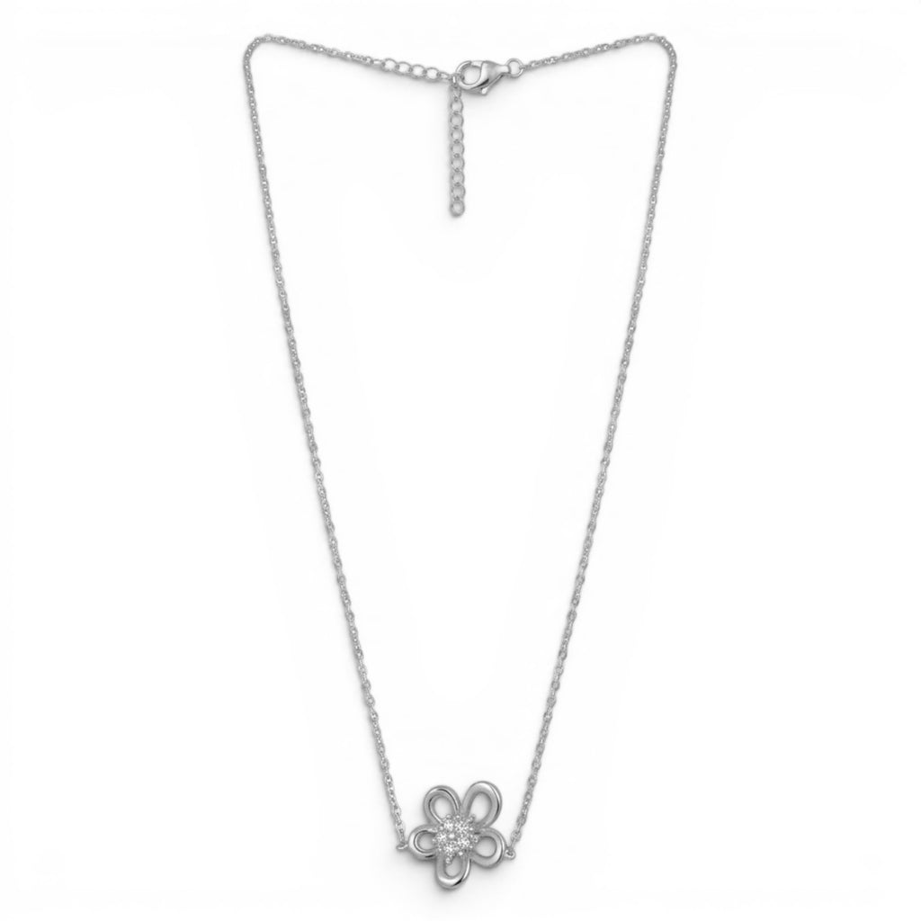 Collana Fiore Zirconati In Acciaio Inossidabile