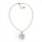 Collana con Pendente Quadro Rosa In Acciaio Inossidabile