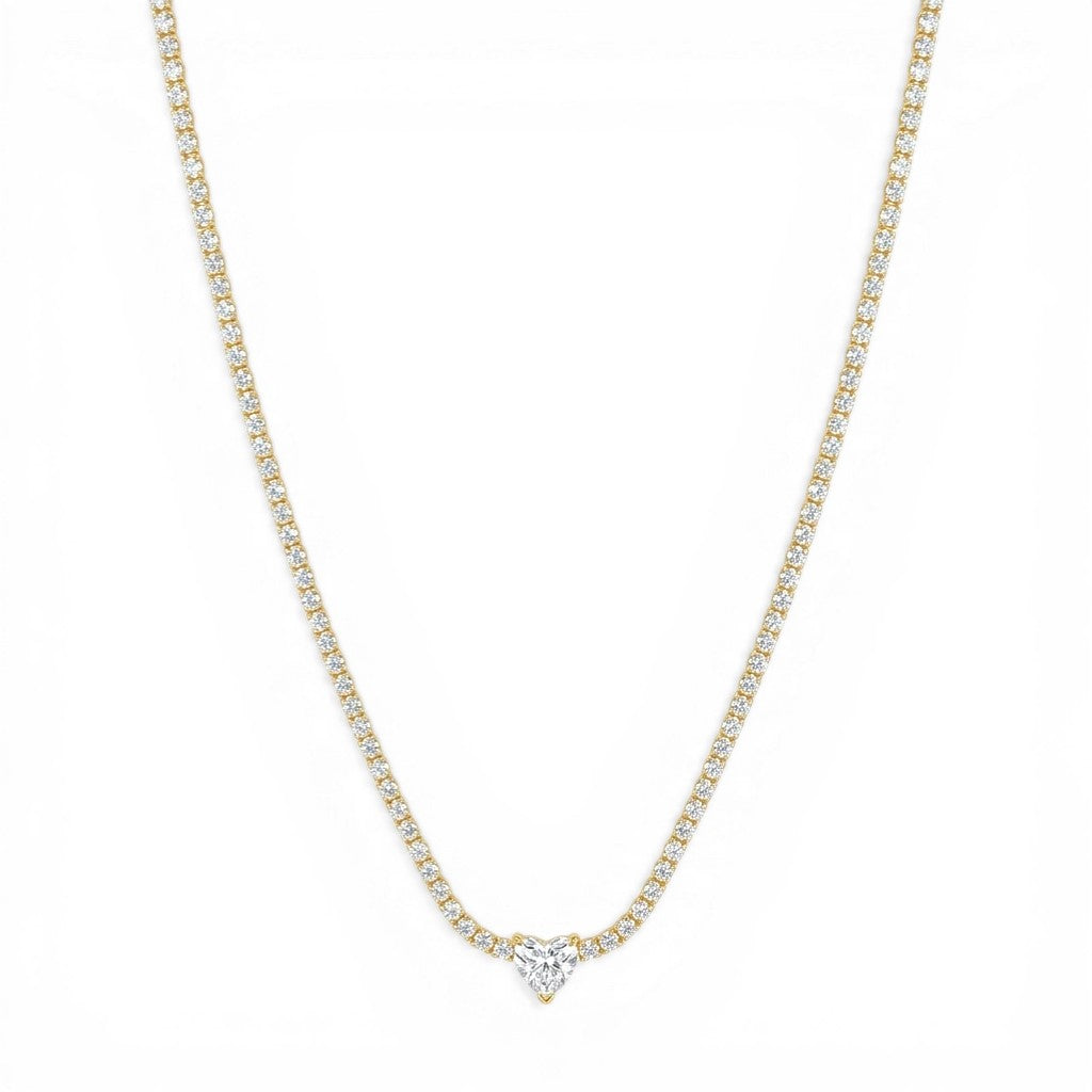 Collana Tennis Heart In Acciaio Inossidabile