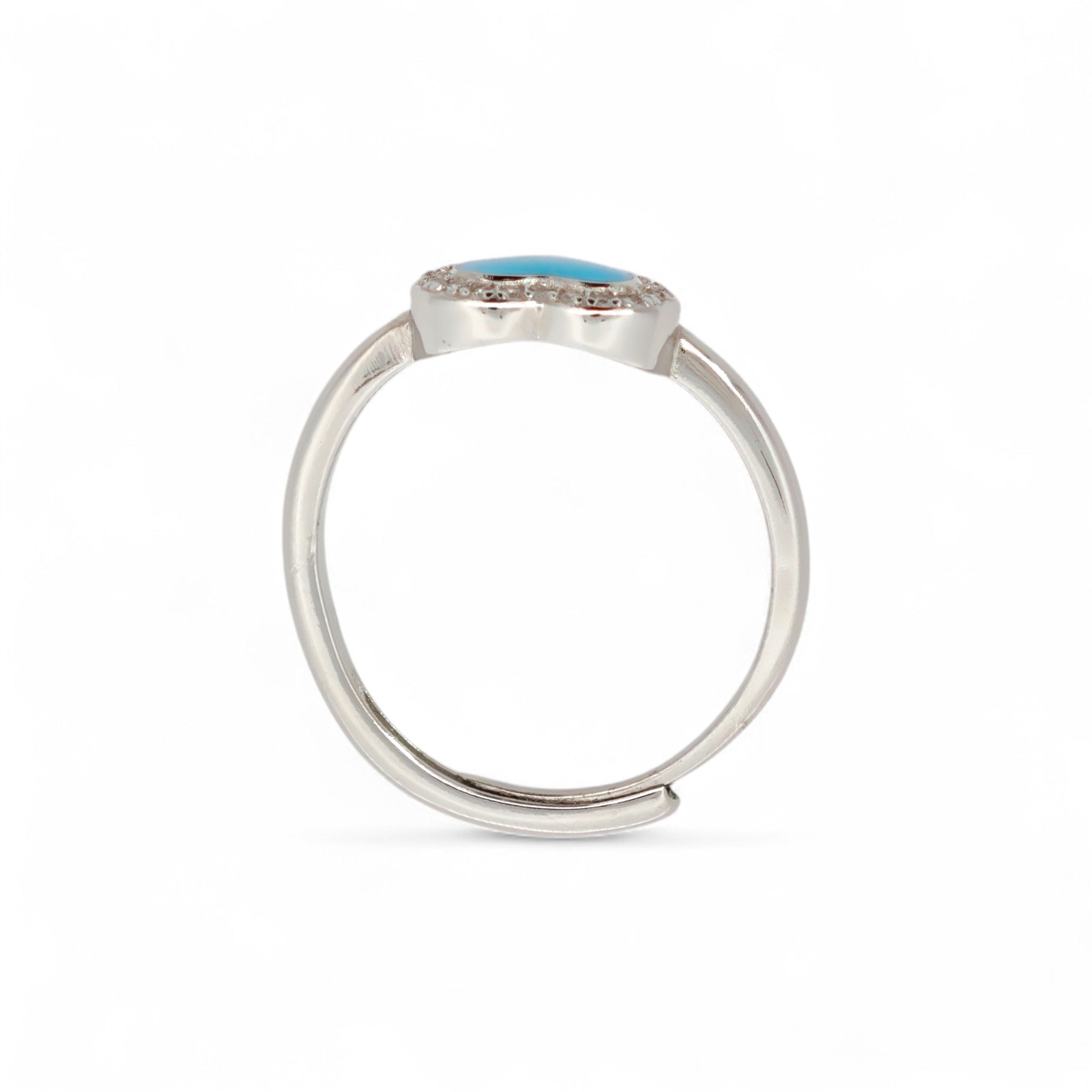 Anello Cuore Smaltato e Zirconi Argento