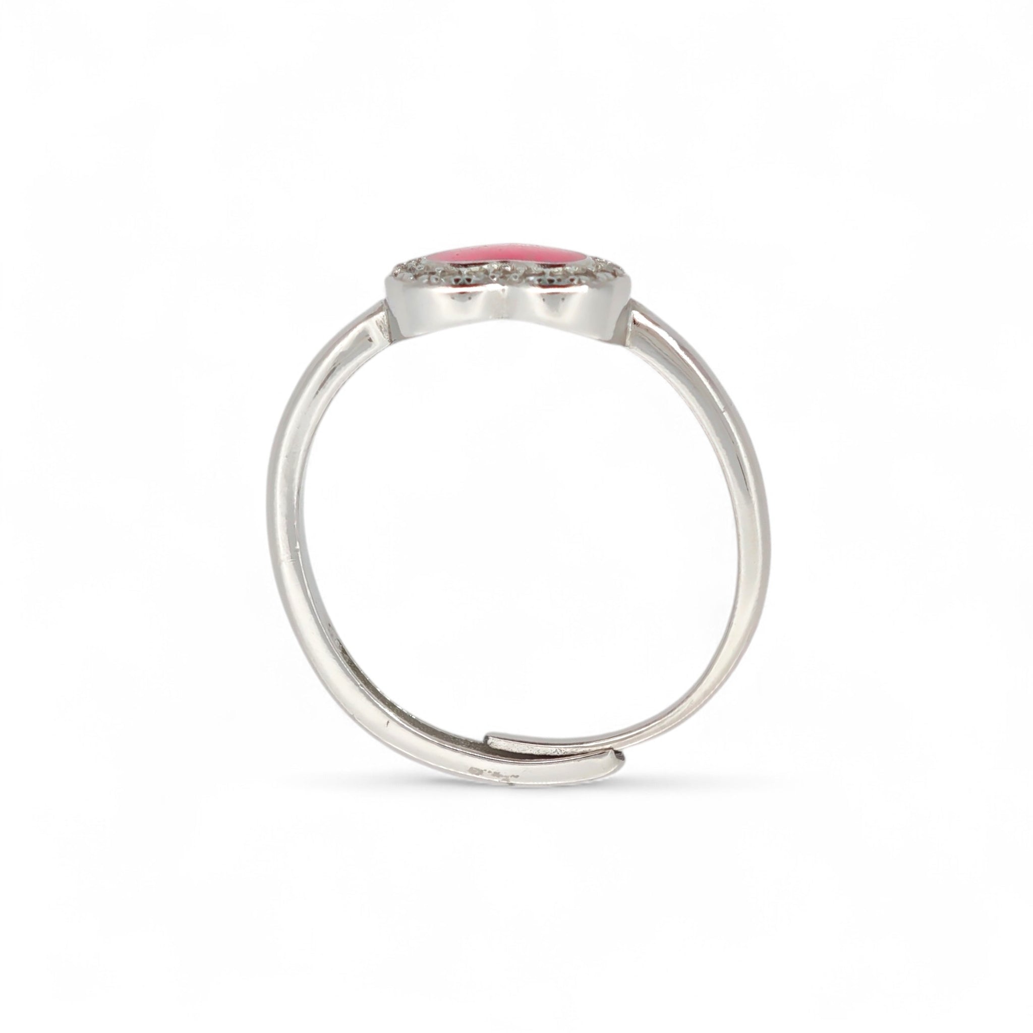Anello Cuore Smaltato e Zirconi Argento