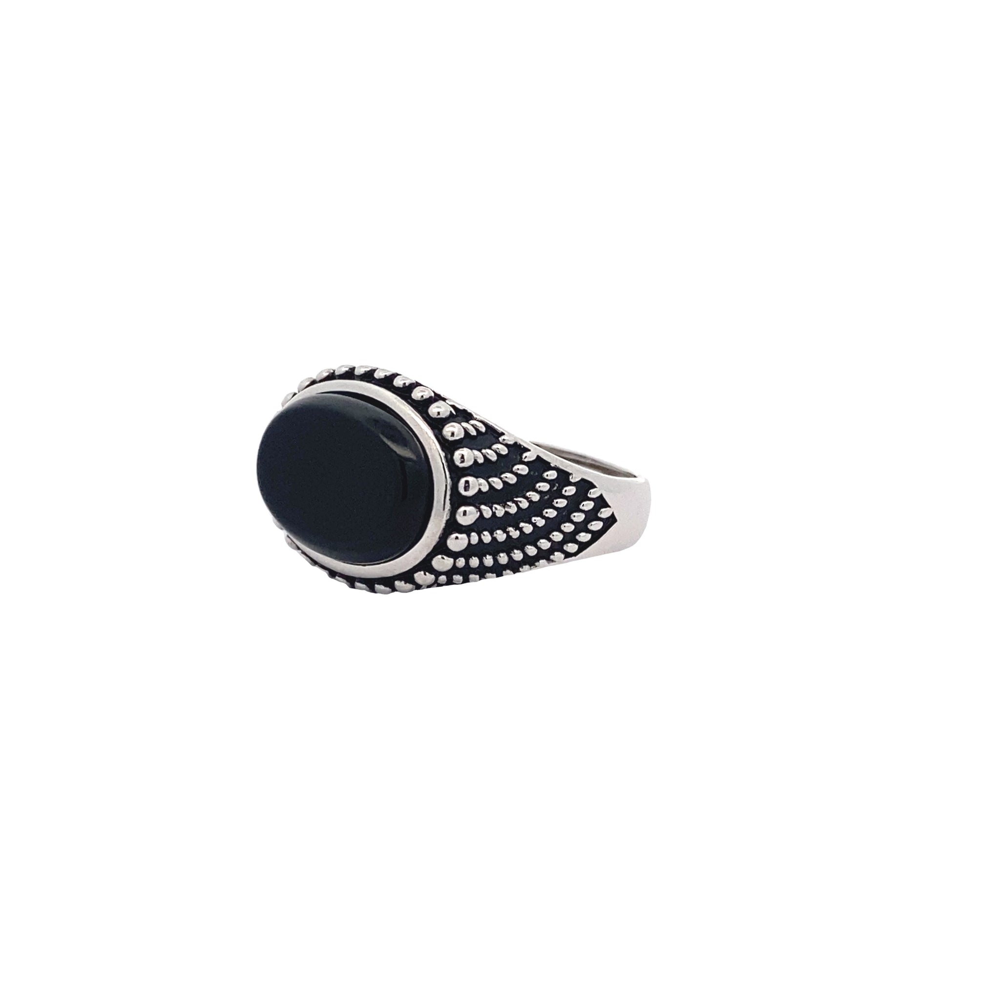 ANELLO CON PIETRA NERA IN ARGENTO 925