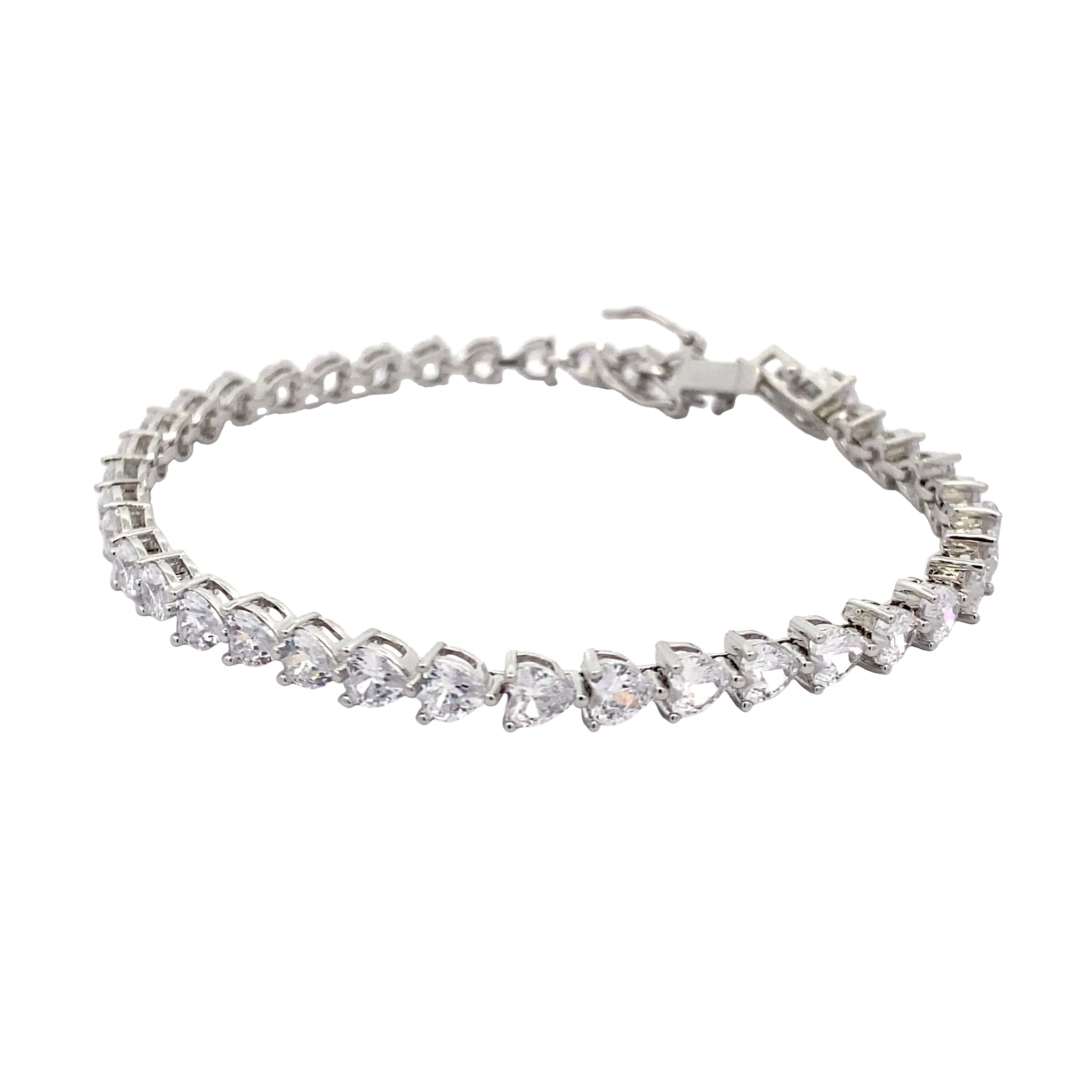 BRACCIALE IN ARGENTO 925 18 CM CON CUORI 3MM ZIRCONATI