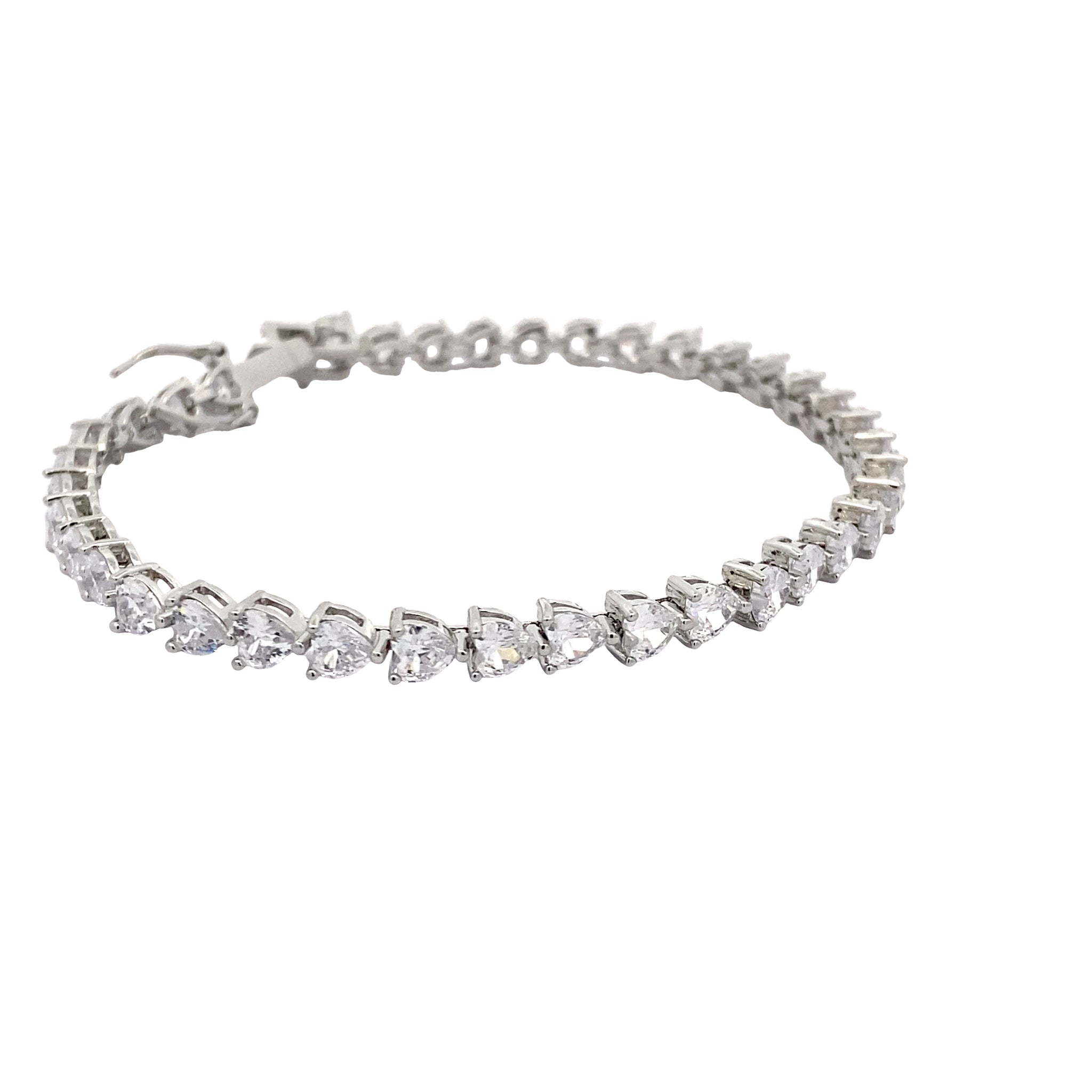 BRACCIALE IN ARGENTO 925 18 CM CON CUORI 3MM ZIRCONATI