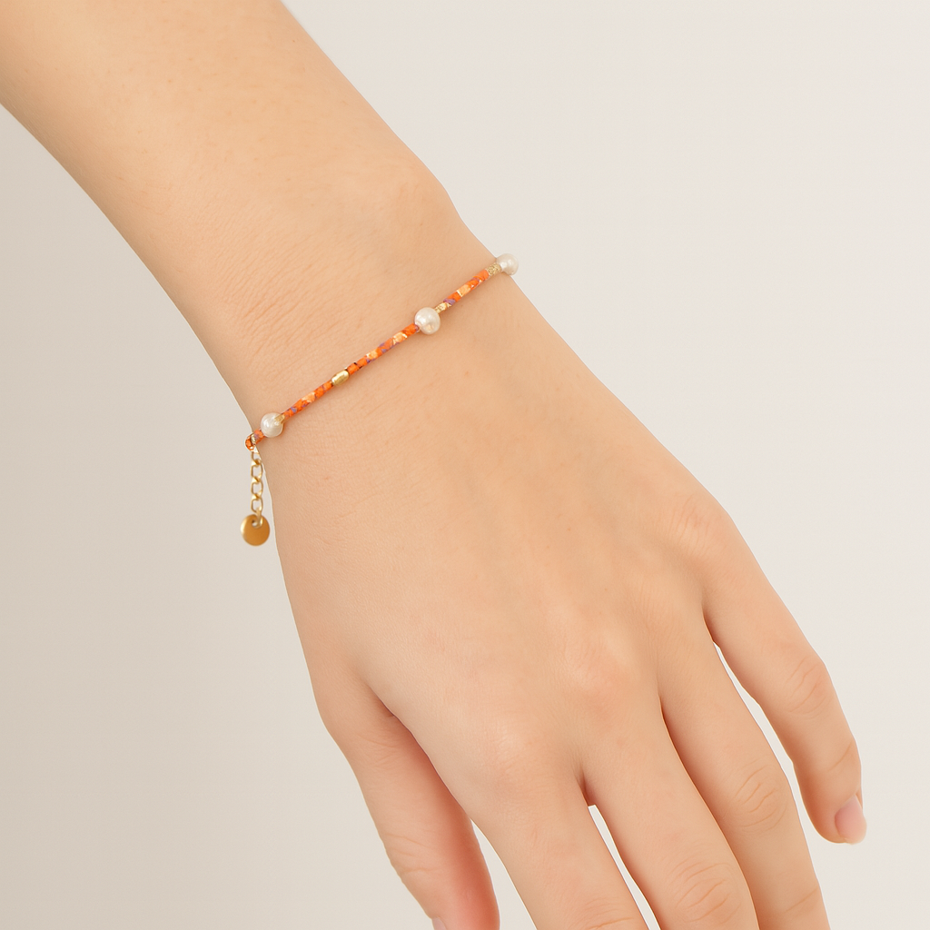 Bracciale Perline e Perle Acciaio