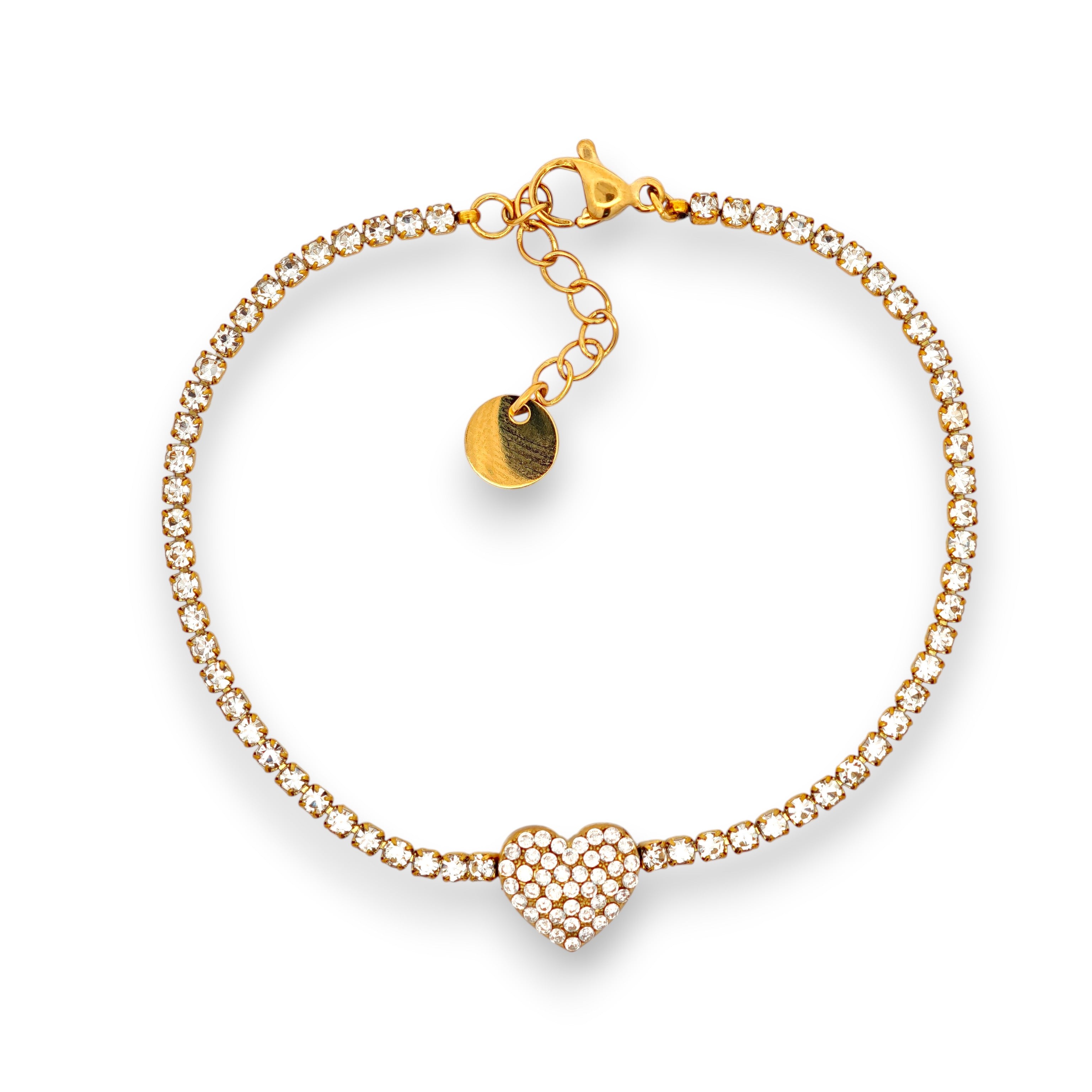 Bracciale Cuore con Zirconi in Acciaio