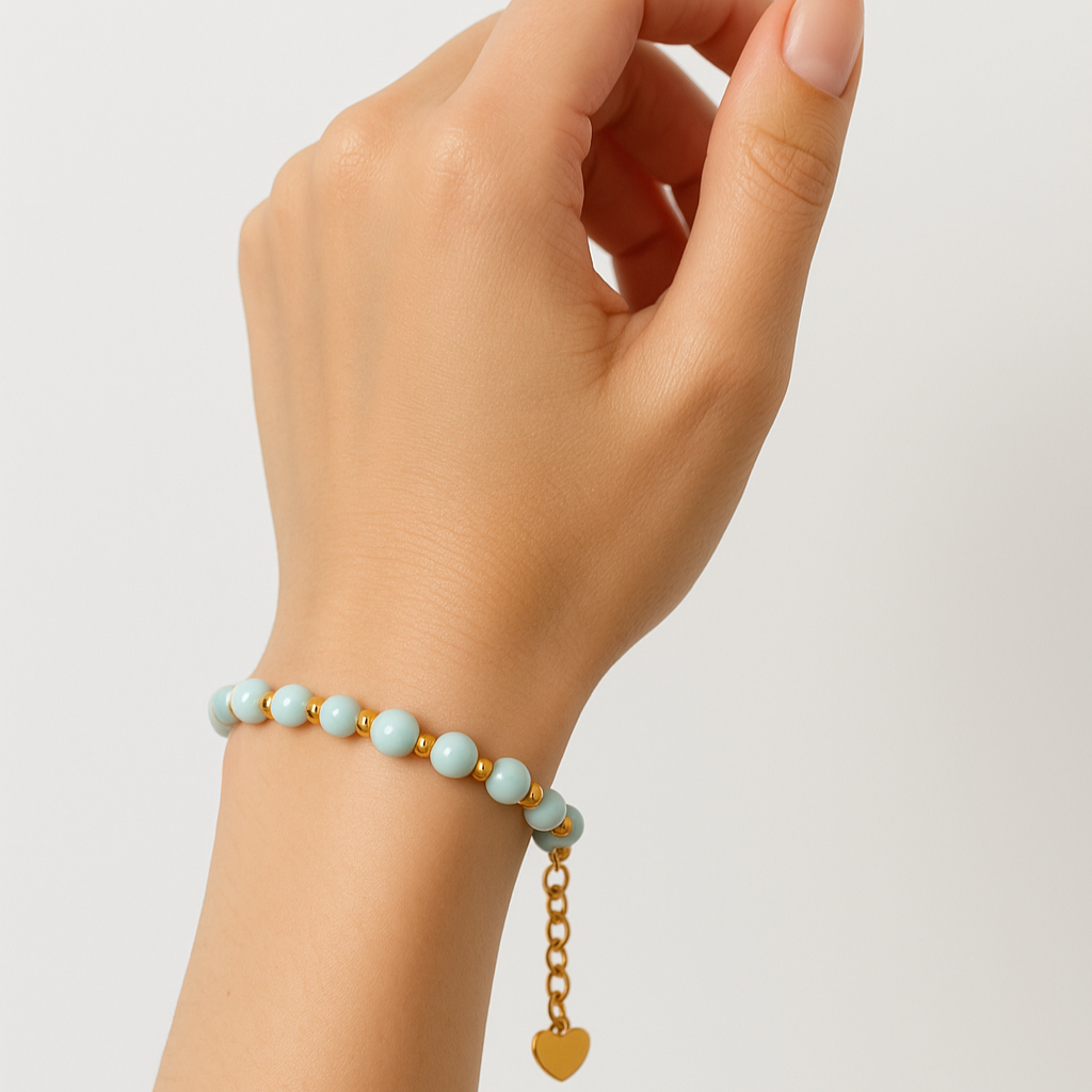 Bracciale Perle Azzurre e Acciaio