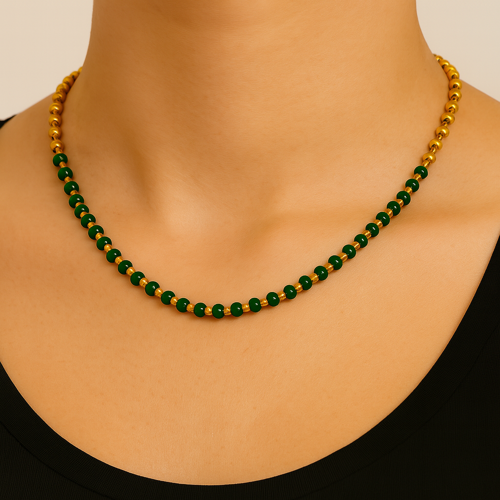 Collana Perle Verdi Acciaio